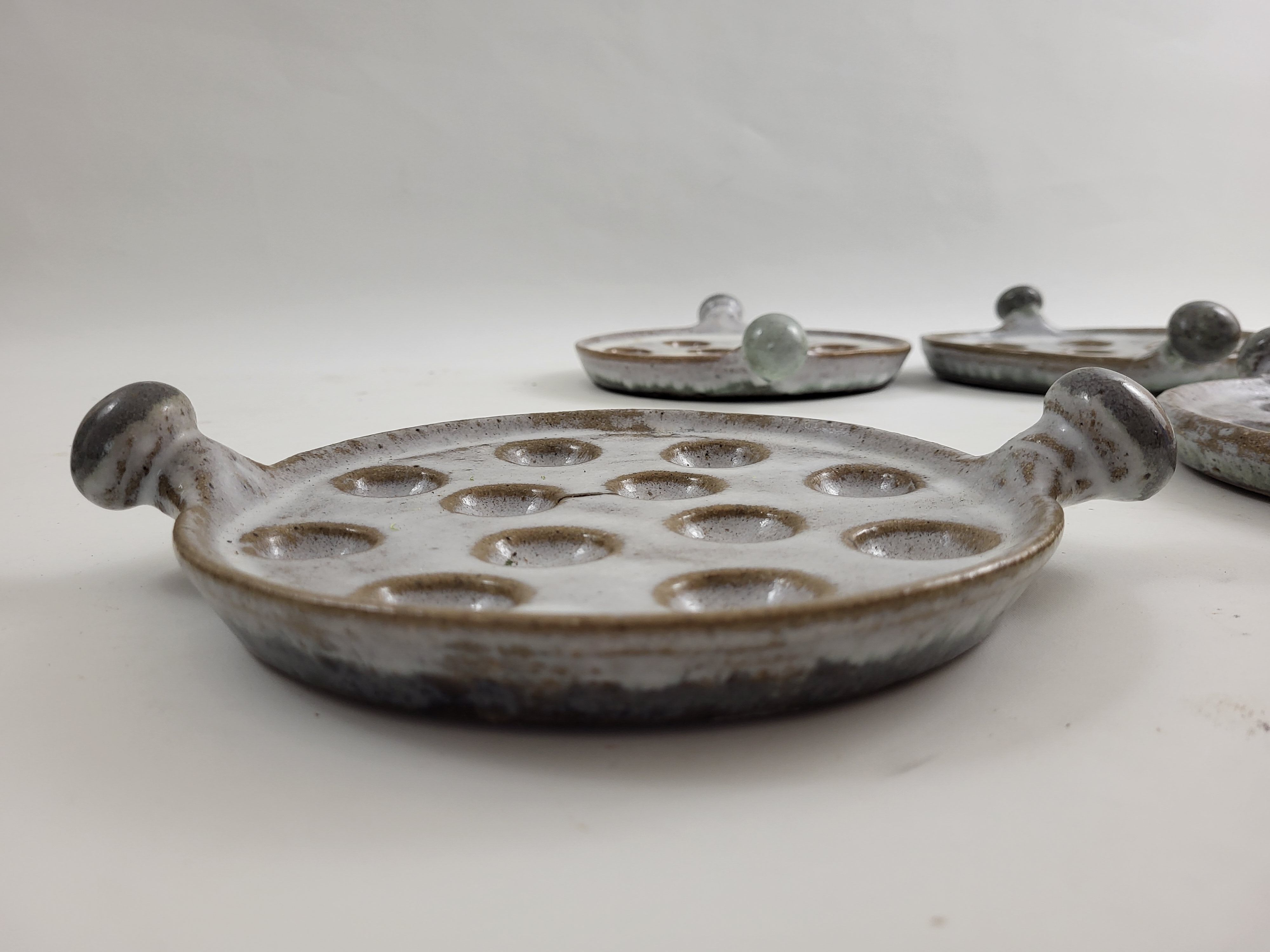 Lot de 4 assiettes plats à escargots PYREX vintage