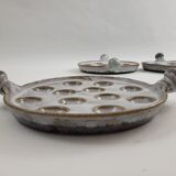 Set of 4 stoneware snail plates