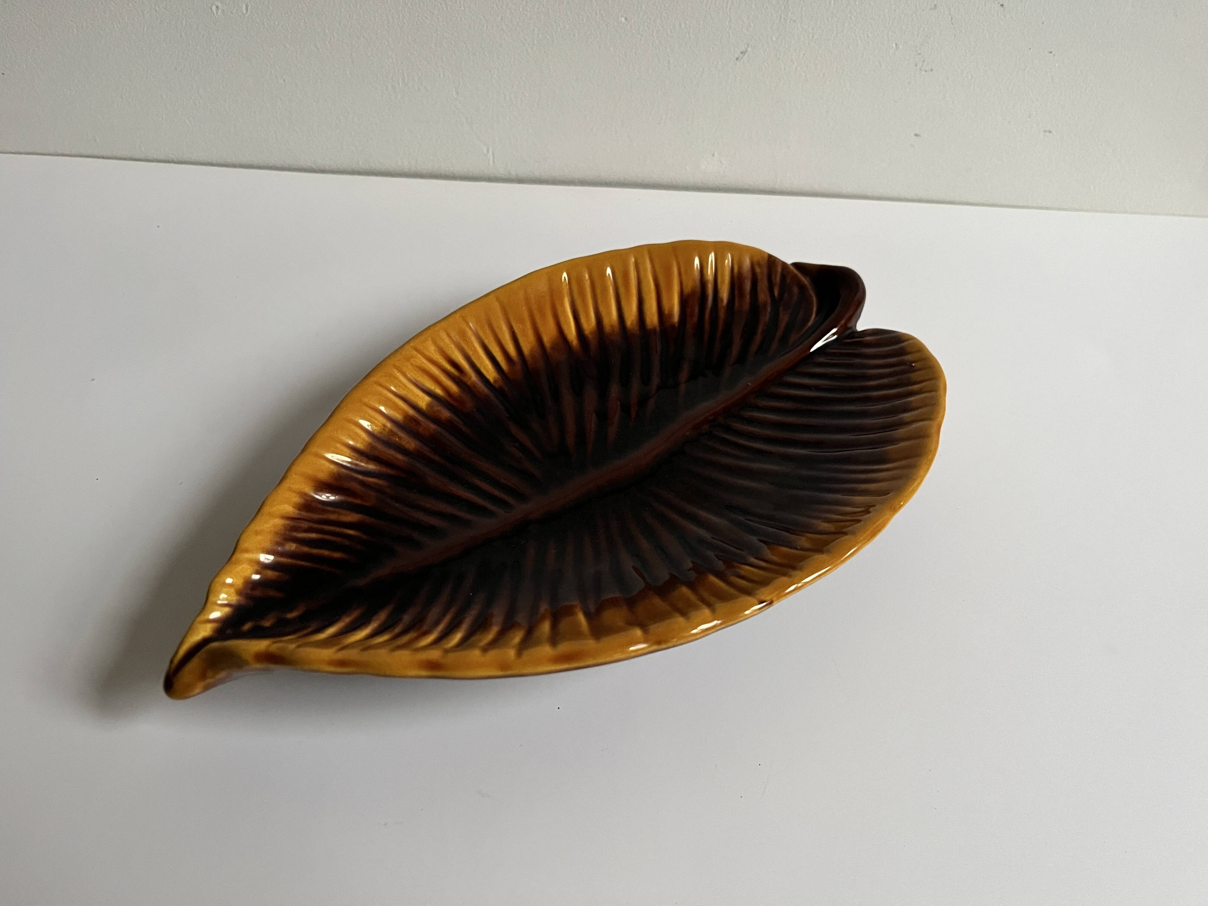 Vide poche céramique feuille