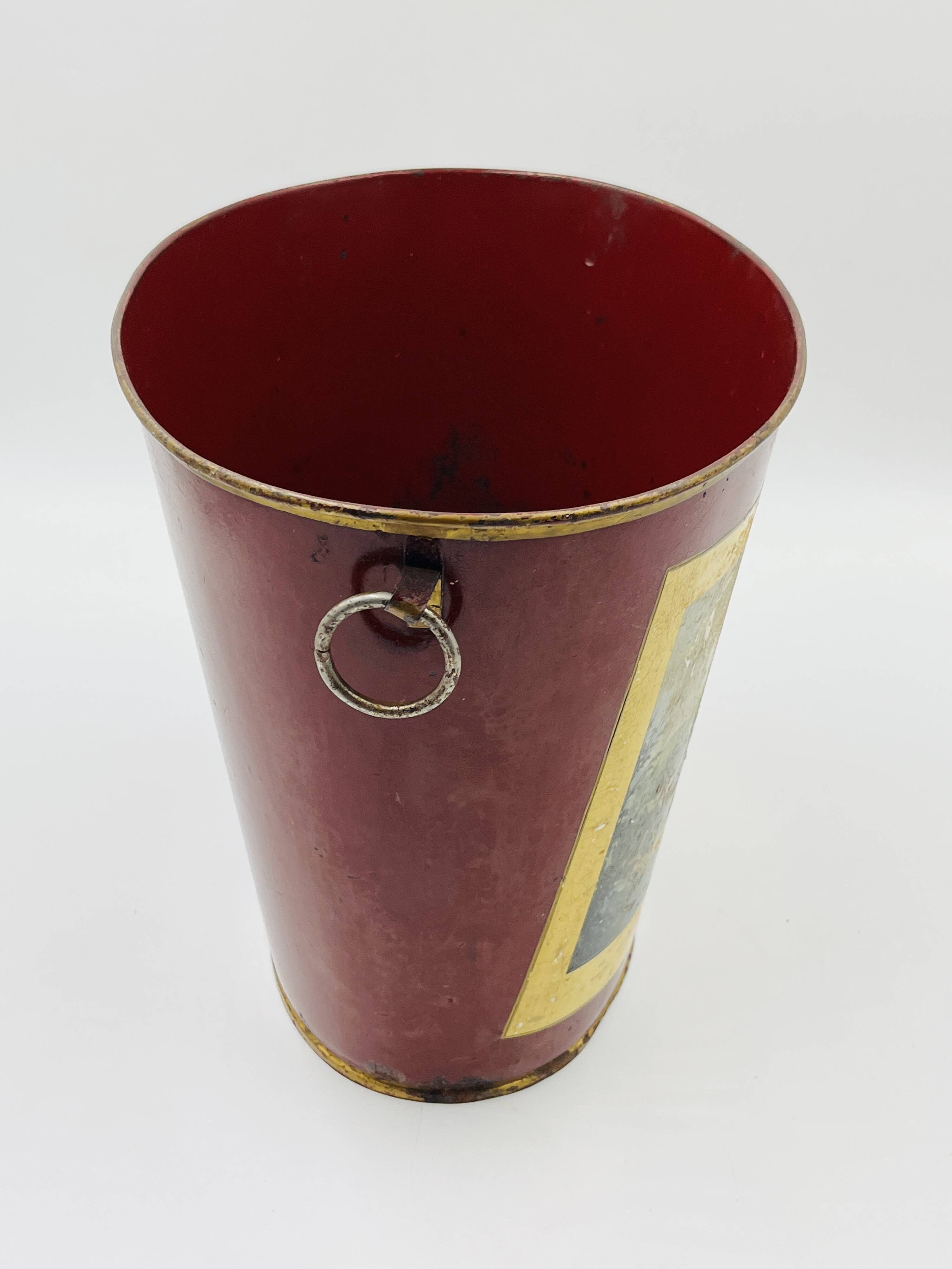 Vintage metal wastepaper basket hunting scene Bury Hunt