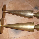 Pair of bronze/brass modernist candlesticks