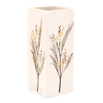Vase herbier blanc en céramique de Raymonde Leduc, Vallauris années 60