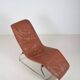 Fauteuil lounge Space Age en cuir avec base chromée, années 1970
