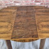 Renovated Art Deco round walnut extendable dining table