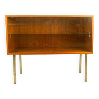 Vitrine à portes coulissantes, en teck, style vintage des années 70