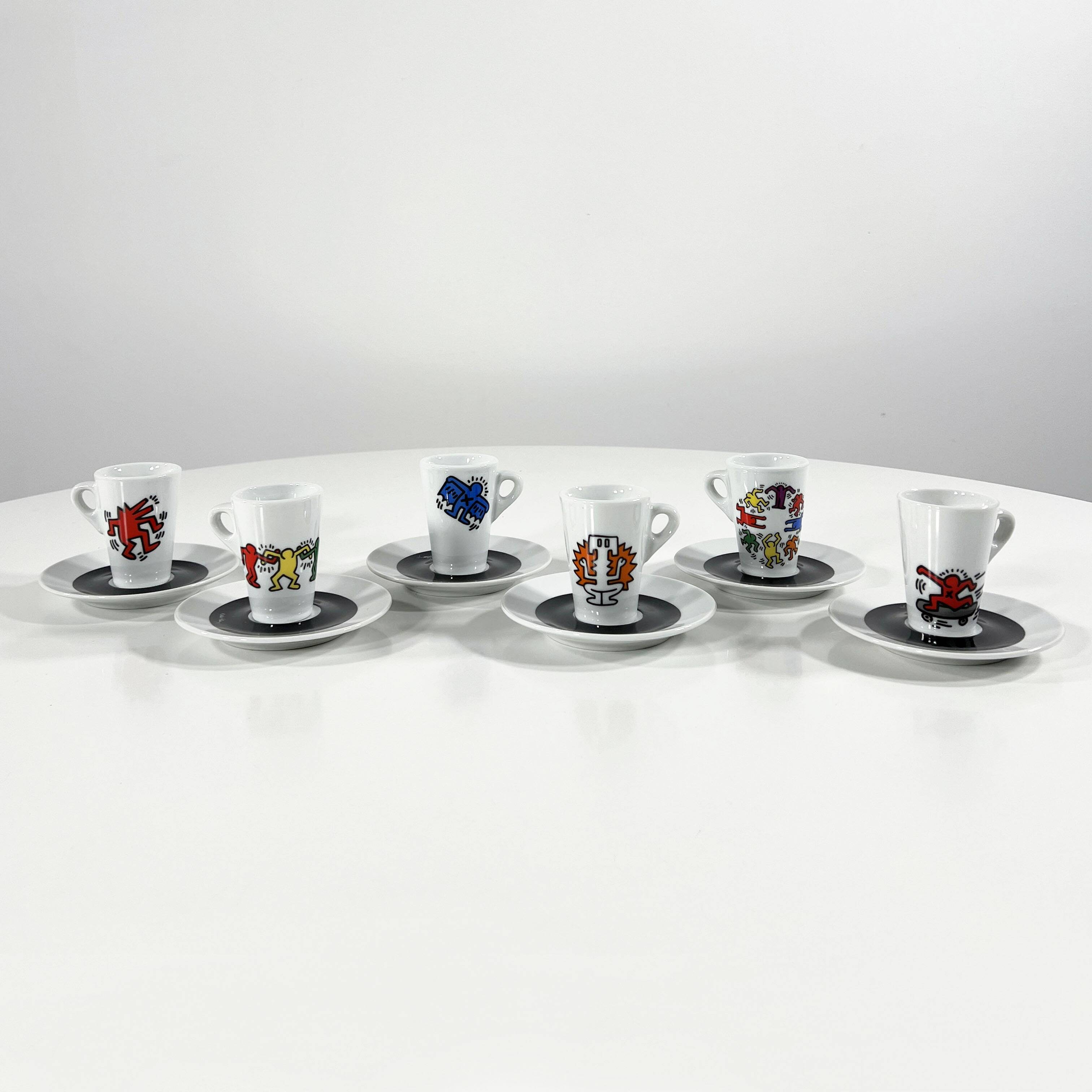 Set of 6 Espresso Cups by Keith Haring for Tognana, 1990