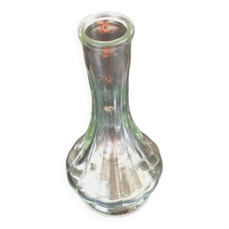 Années 1970   Vase / Soliflore à panse sur pied douche  Verre transparent