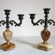 Pair of vintage onyx brass candlesticks