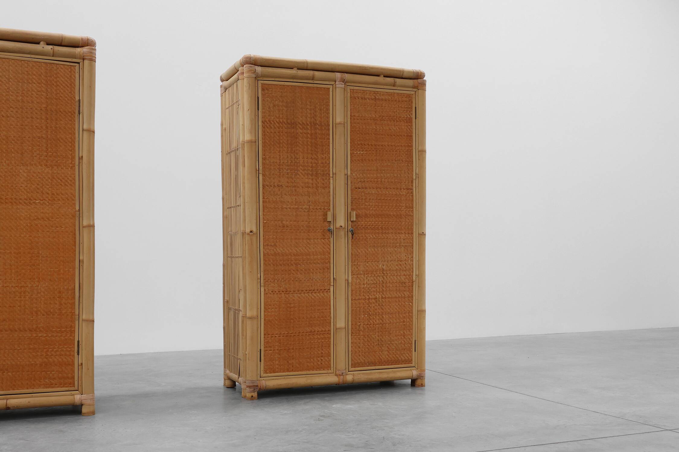 Mid-century bamboo and rattan wardrobe, Italy ca. 1960
