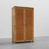 Armoire en bambou et rotin du milieu du siècle, Italie vers 1960