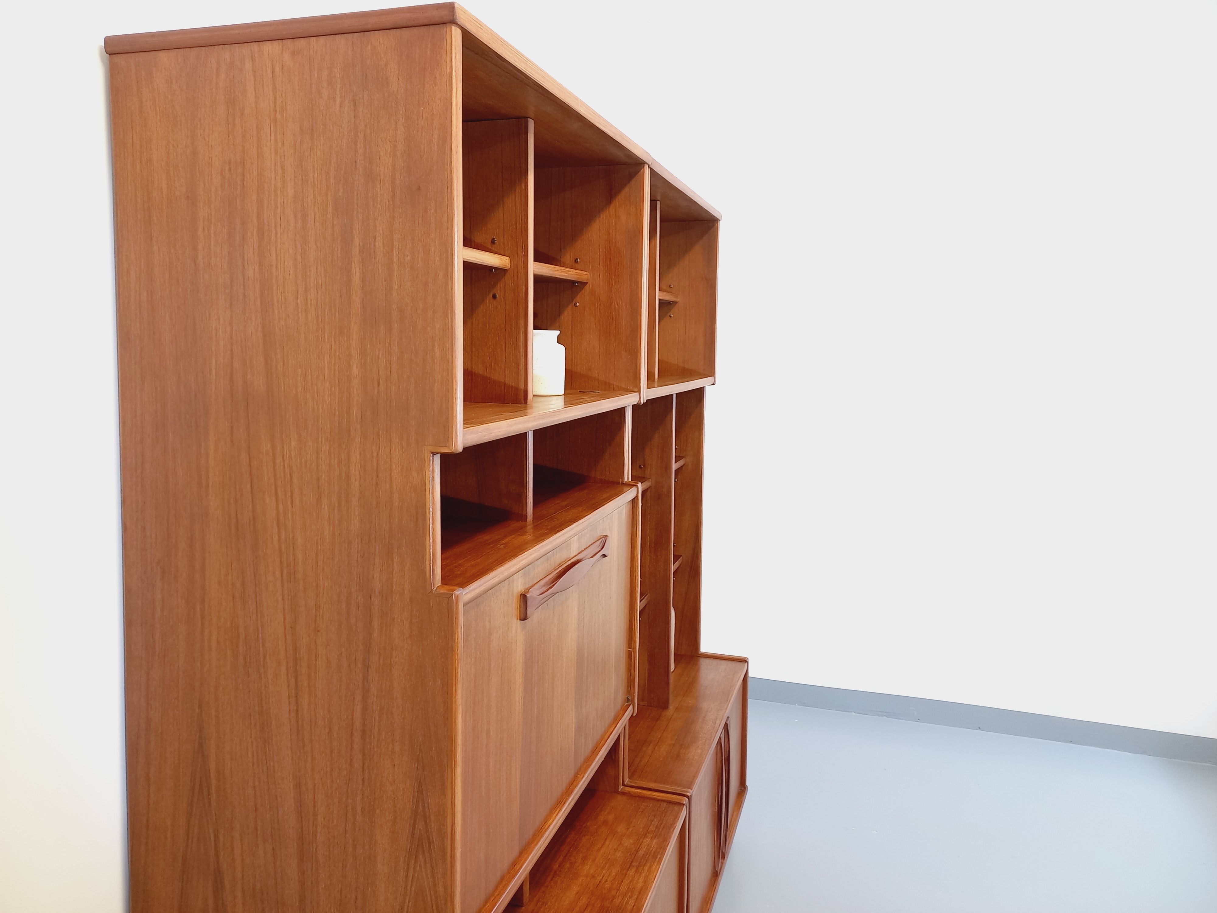 Vintage Scandinavian double bookcase in teak from the 60s