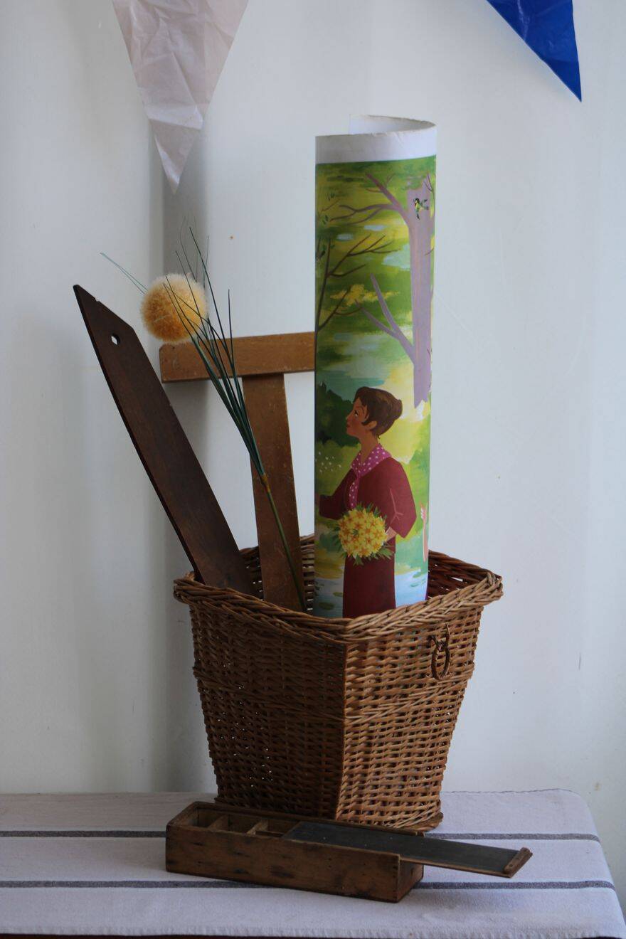 Wicker wastebasket
