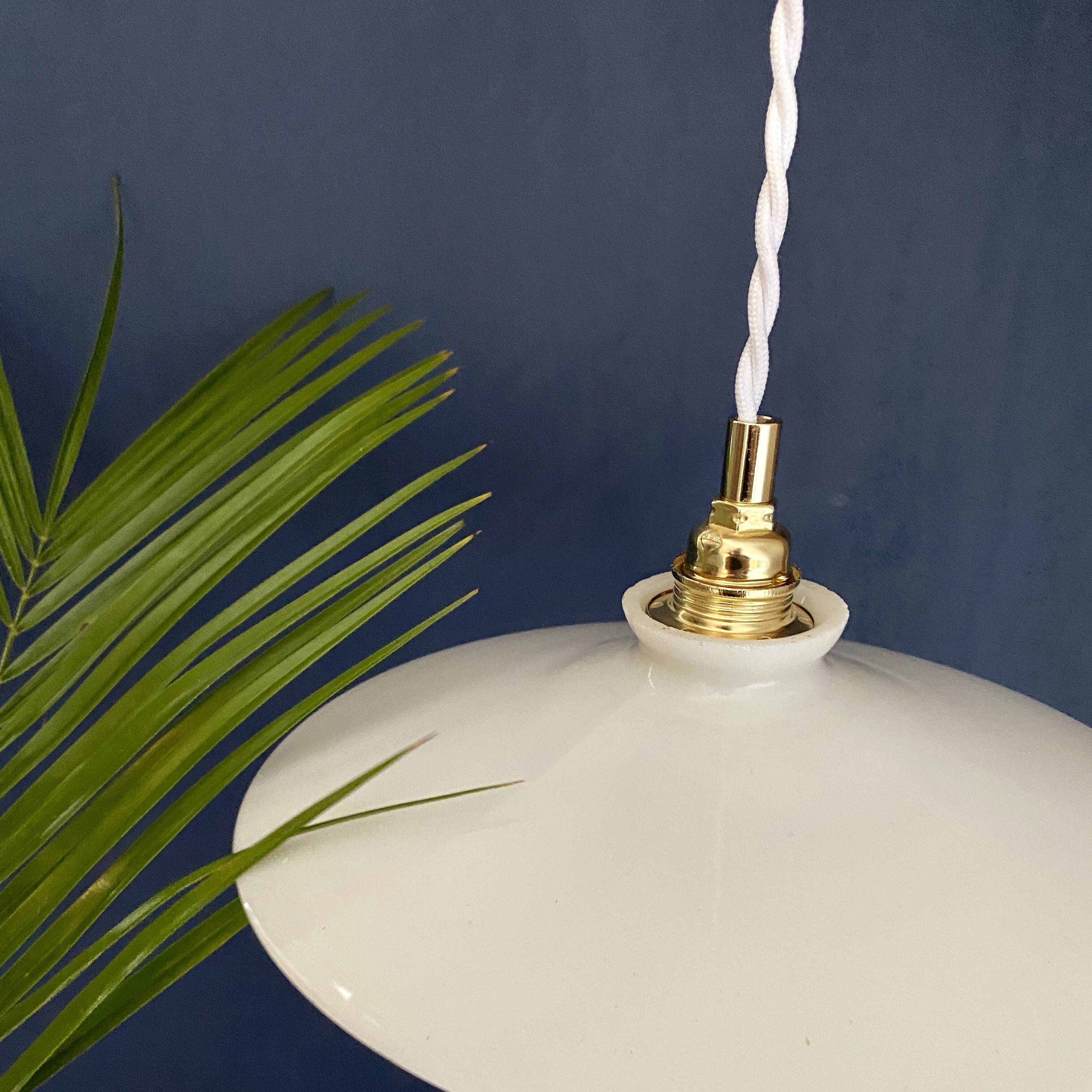 Vintage white opaline pendant light