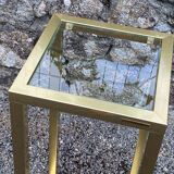 Vintage 1980s square gold metal end table/shelving by pierre vandel, 2 pieces