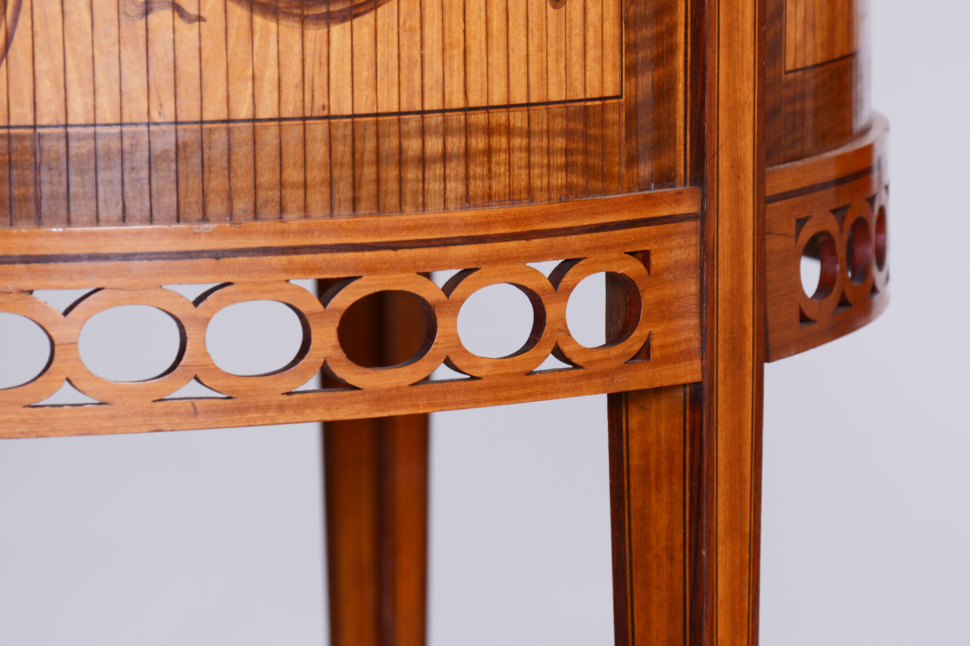 Restored Biedermeier Side Table, Walnut, Maple, Unique Marquetry, France, 1850s