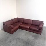 Brown leather modular sofa by De Sede; DS76, 1970s (straight)