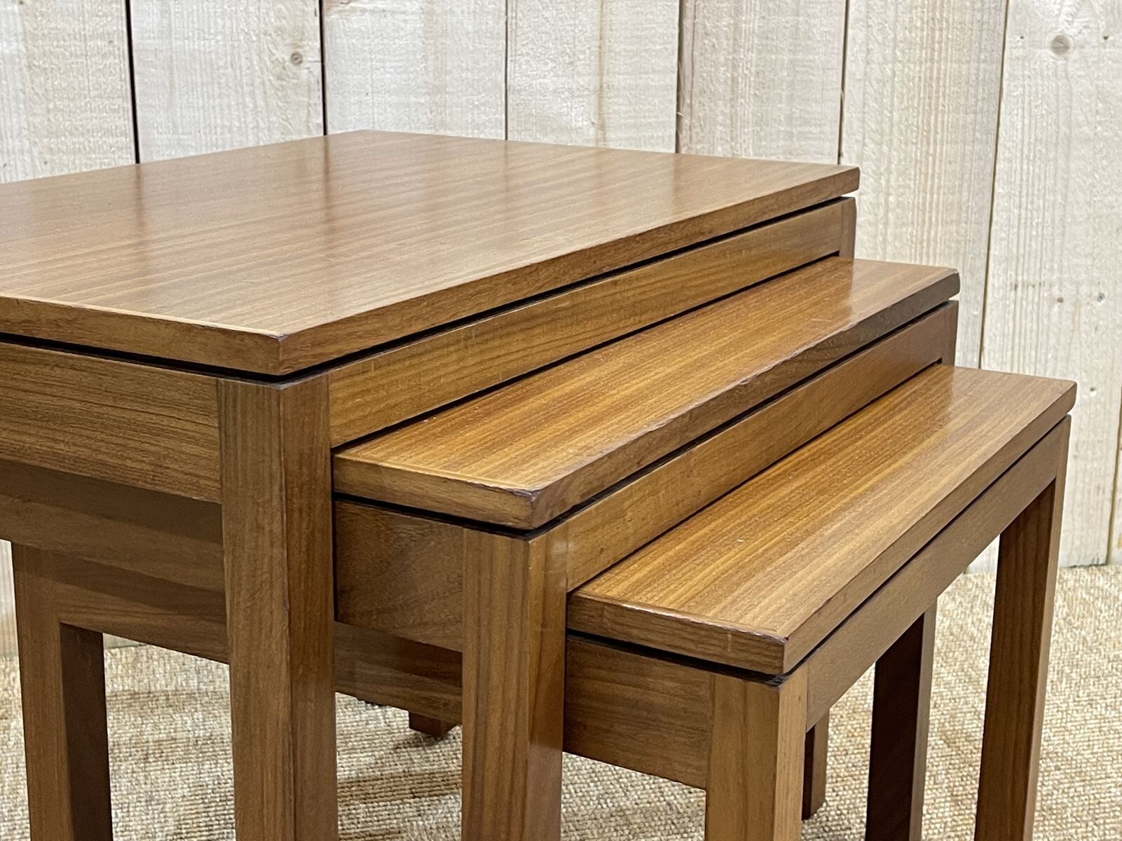 Suite of 3 teak pull-out tables from the 70s
