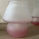 Pair of frosted pink glass mushroom lamps