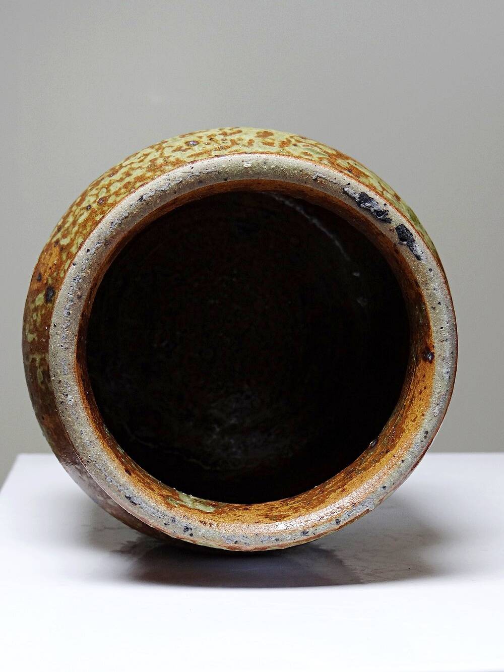 Tobacco or spice jar, vintage pyrite stoneware box, La Borne craftsmanship