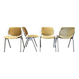 Set of 4 golden velvet chairs by Giancarlo Piretti