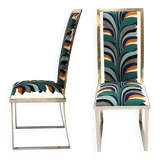 Mid-Century Michel Mangematin Brass and Steel French 1970s Eight Dining Chairs