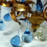 Lustre pampilles bleues a 3 feux