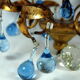 Lustre pampilles bleues a 3 feux