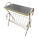 Magazine and document rack, Formica, chrome, gold finish