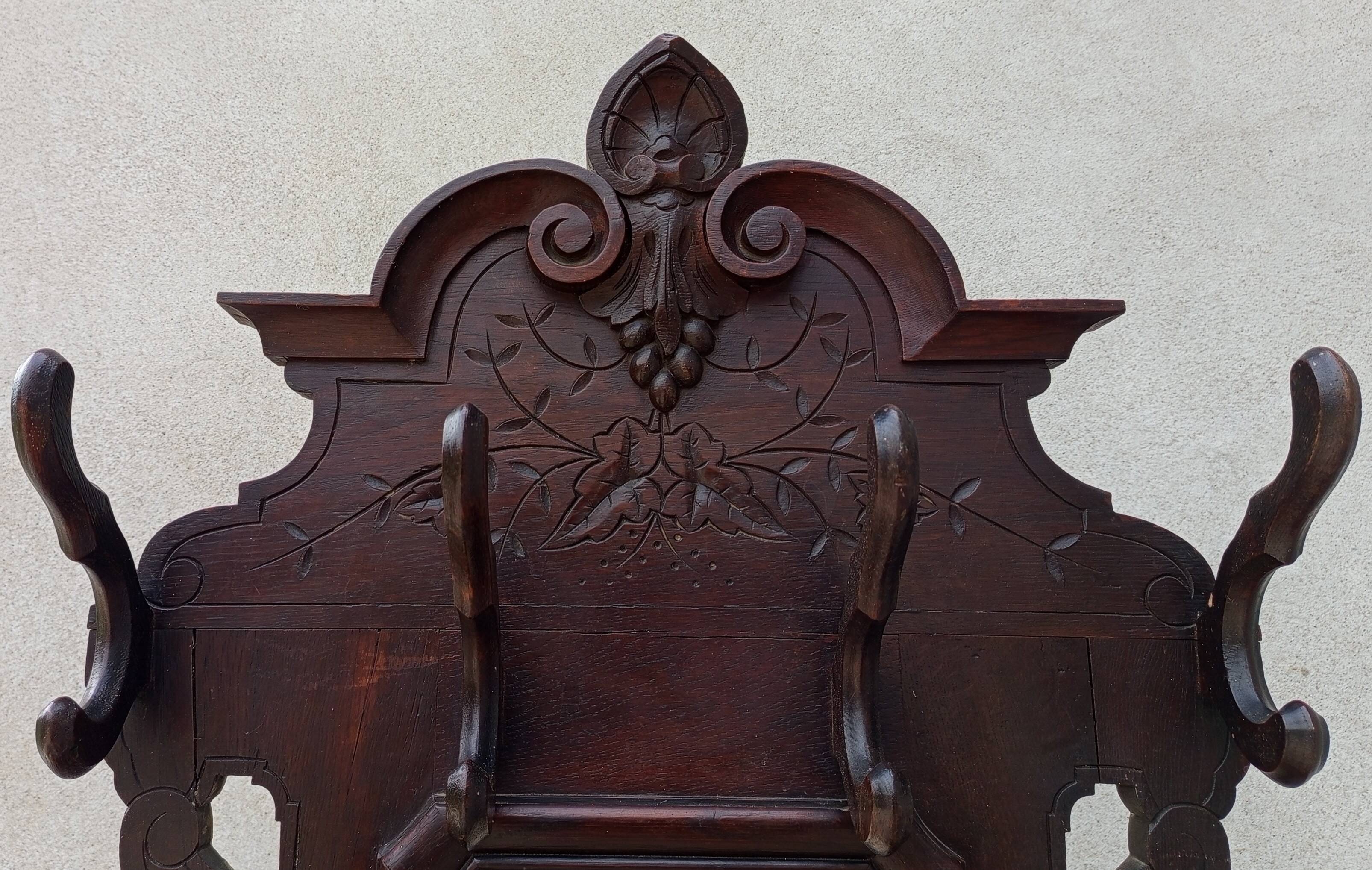 Louis XV oak coat rack