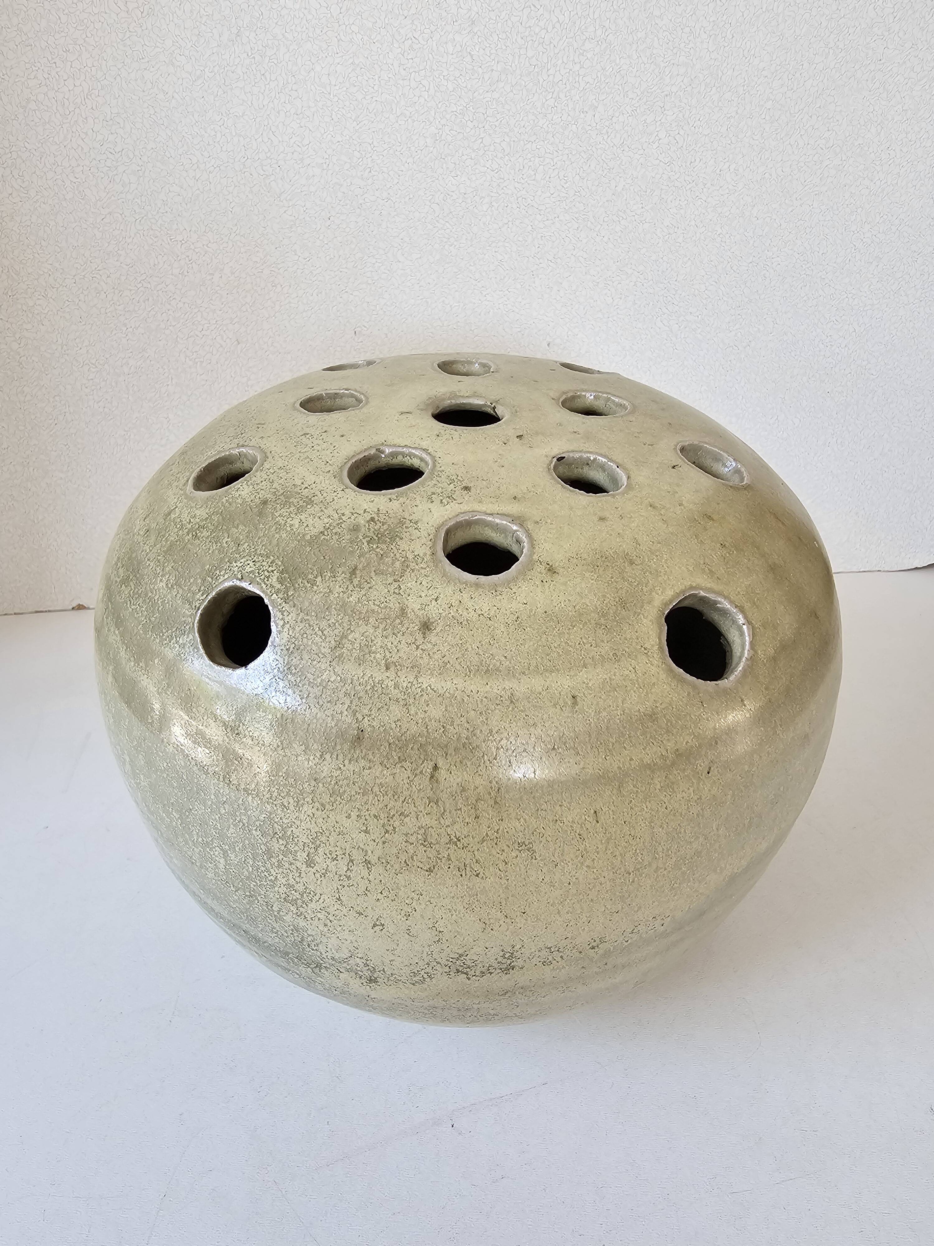 Ceramic flower vase signed GB (diameter 20cm)