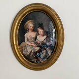 Portrait avec cadre doré ancien