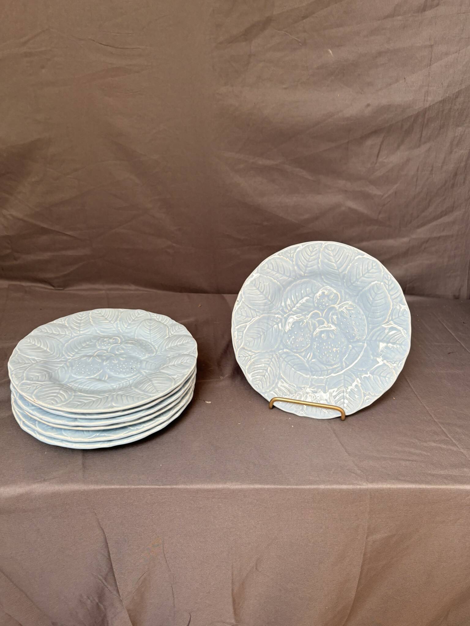 Ceramic Dessert Plate Barbotines Crazed Strawberries Sarreguemines