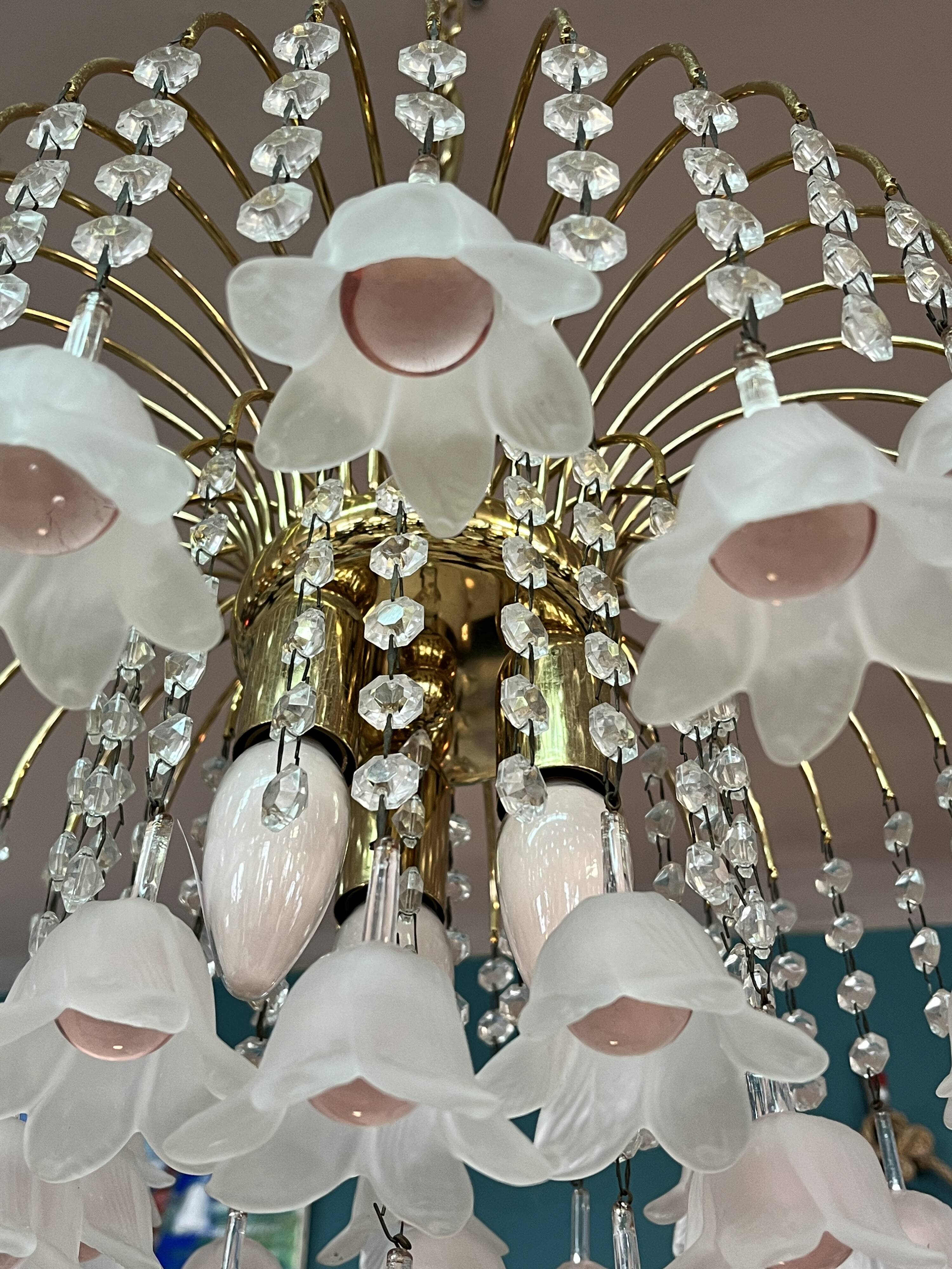 Vintage Murano glass chandelier and tassels circa 1970