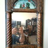 Small antique Empire mirror in gilded wood painted on glass