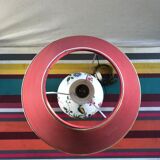 Old ceramic lamp art de Rodez in red burgundy vintage lampshade