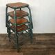 4 vintage green patina effect industrial deco 1950-60 school stools