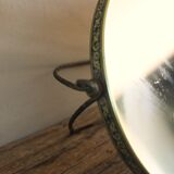 Round barber mirror with double gold legs and decorations