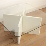 Wood and glass coffee table , France, circa 1980