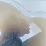 Smoked glass bowl, free-form, 1970