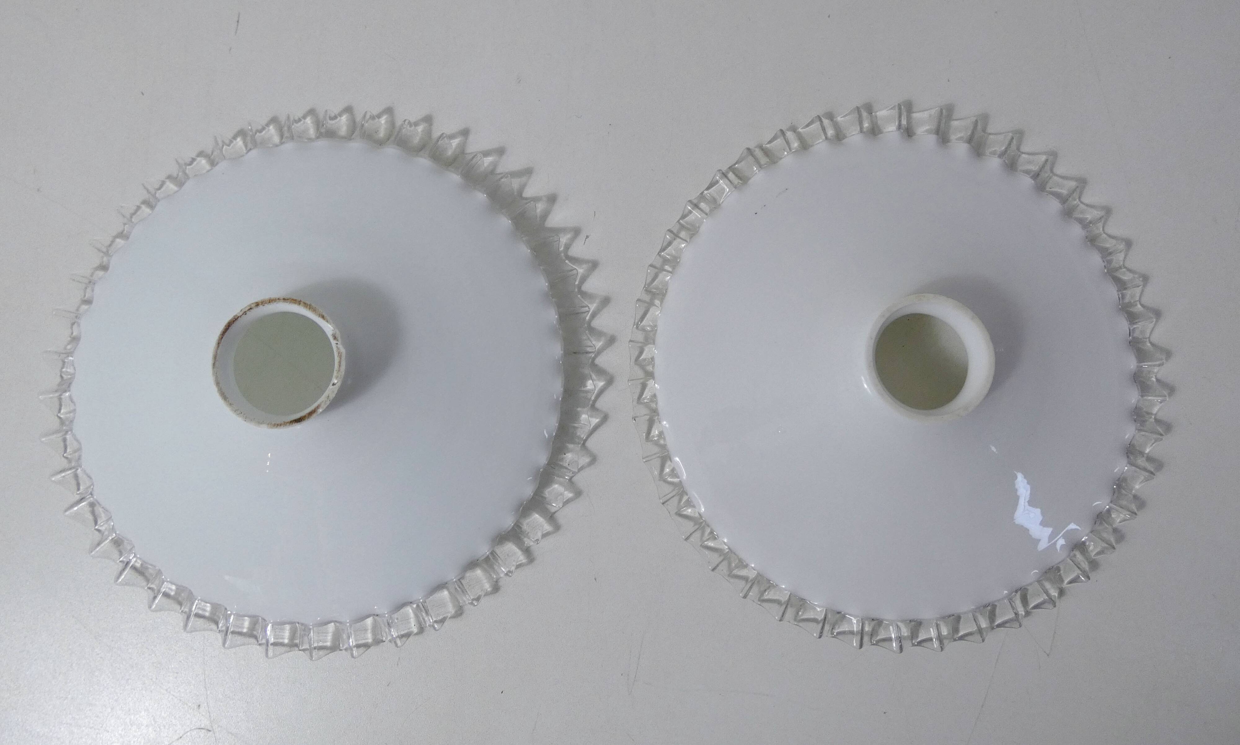 2 tulipes suspension en opaline blanche