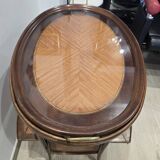 Folding tea table in marquetry wood - removable top