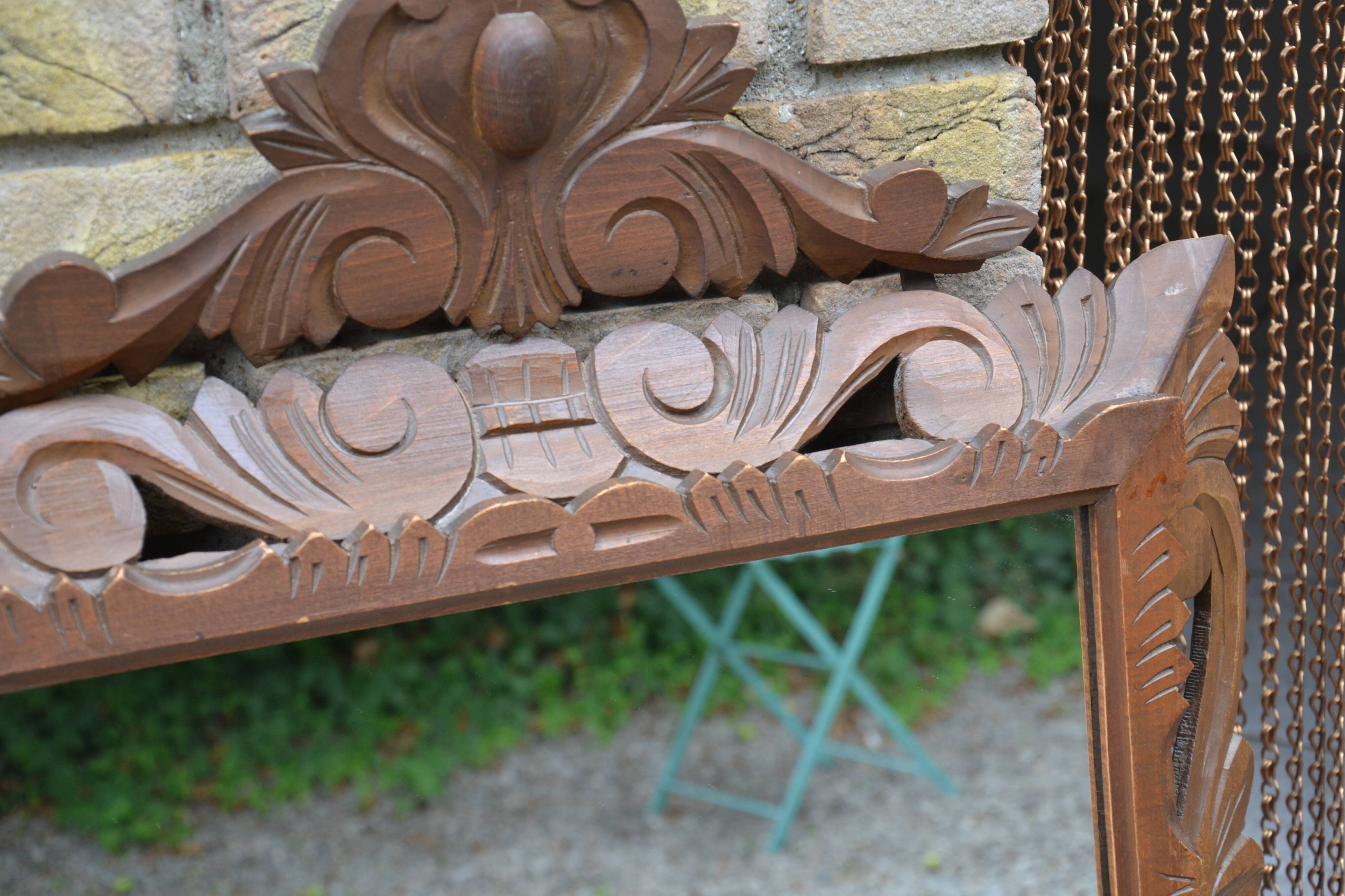 Old large carved wooden mirror 62/93