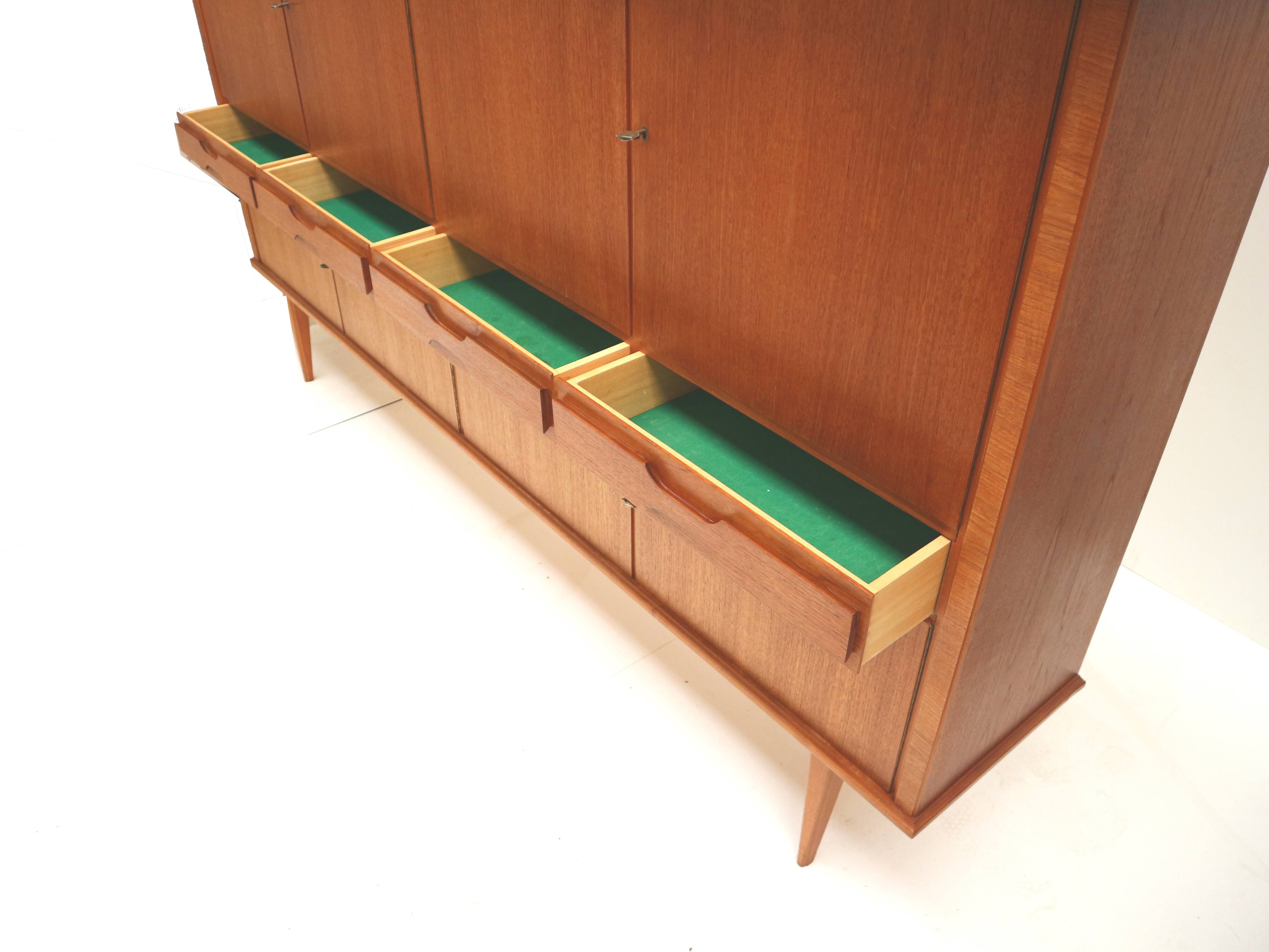 Large vintage teak highboard made in the 60s