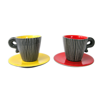 Pair of vintage lunch cups by Jean de Lespinasse