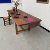 Solid pine table with its extension, 1950s