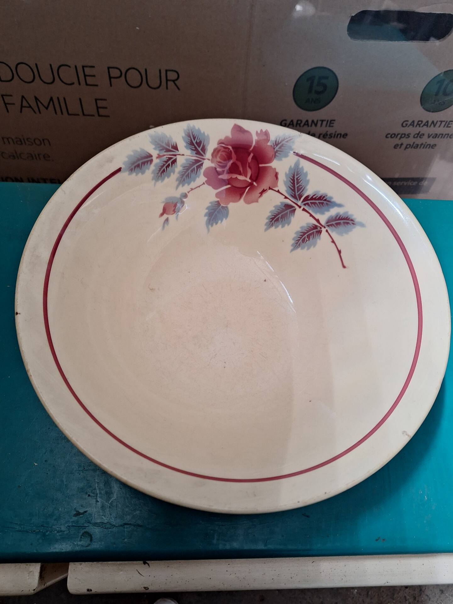 Large earthenware salad bowl with an old rose retro pattern from Hamage and Moulin des