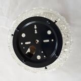 Vintage round chiseled glass ceiling light / wall lamp 1950s 1960s 1970s