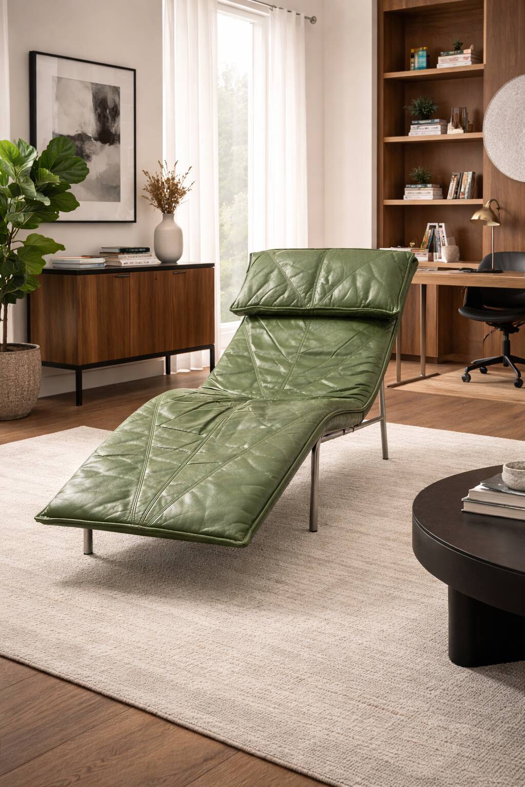 SKYE chaise longue – Tord Björklund for IKEA – 1970s – Green leather
