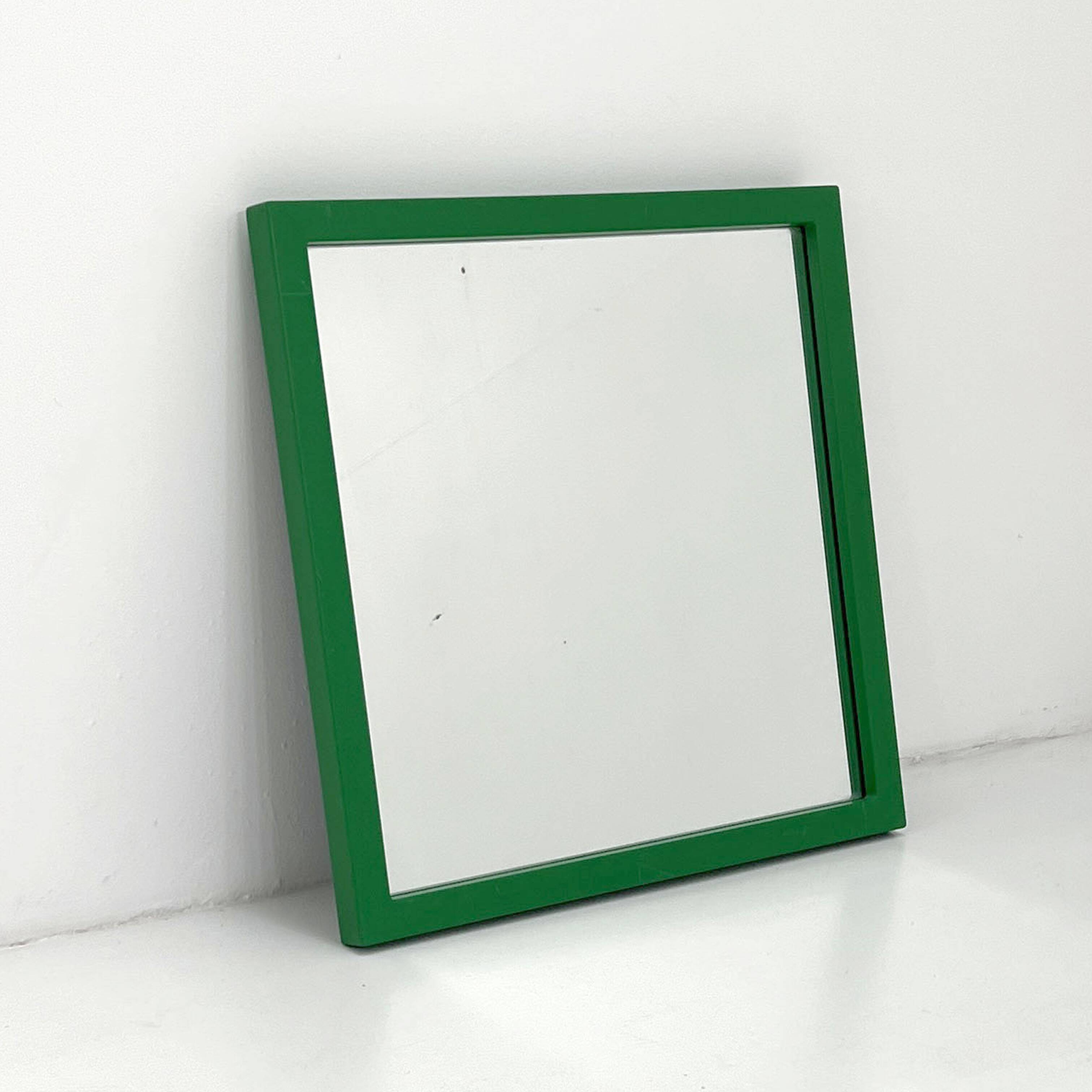 Green square frame mirror model 4727 by Anna Castelli Ferrieri for Kartell