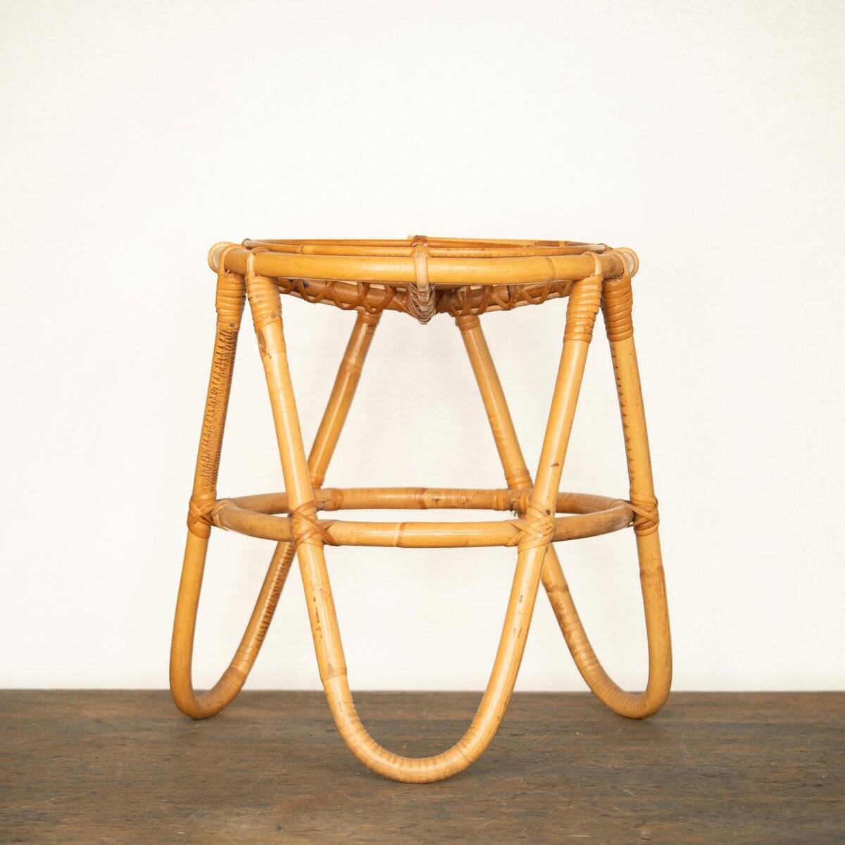 Rattan and bamboo stool 1950